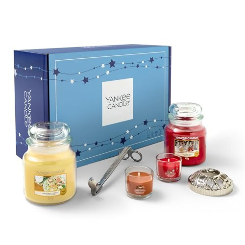 Yankee Candle Gift Set 2 Medium Jar Scented Candles2 Filled Votives Wick Trimmer and Illuma-Lid Candle Topper 6-Piece Candle Set Gifts for Women | Amazon (UK)