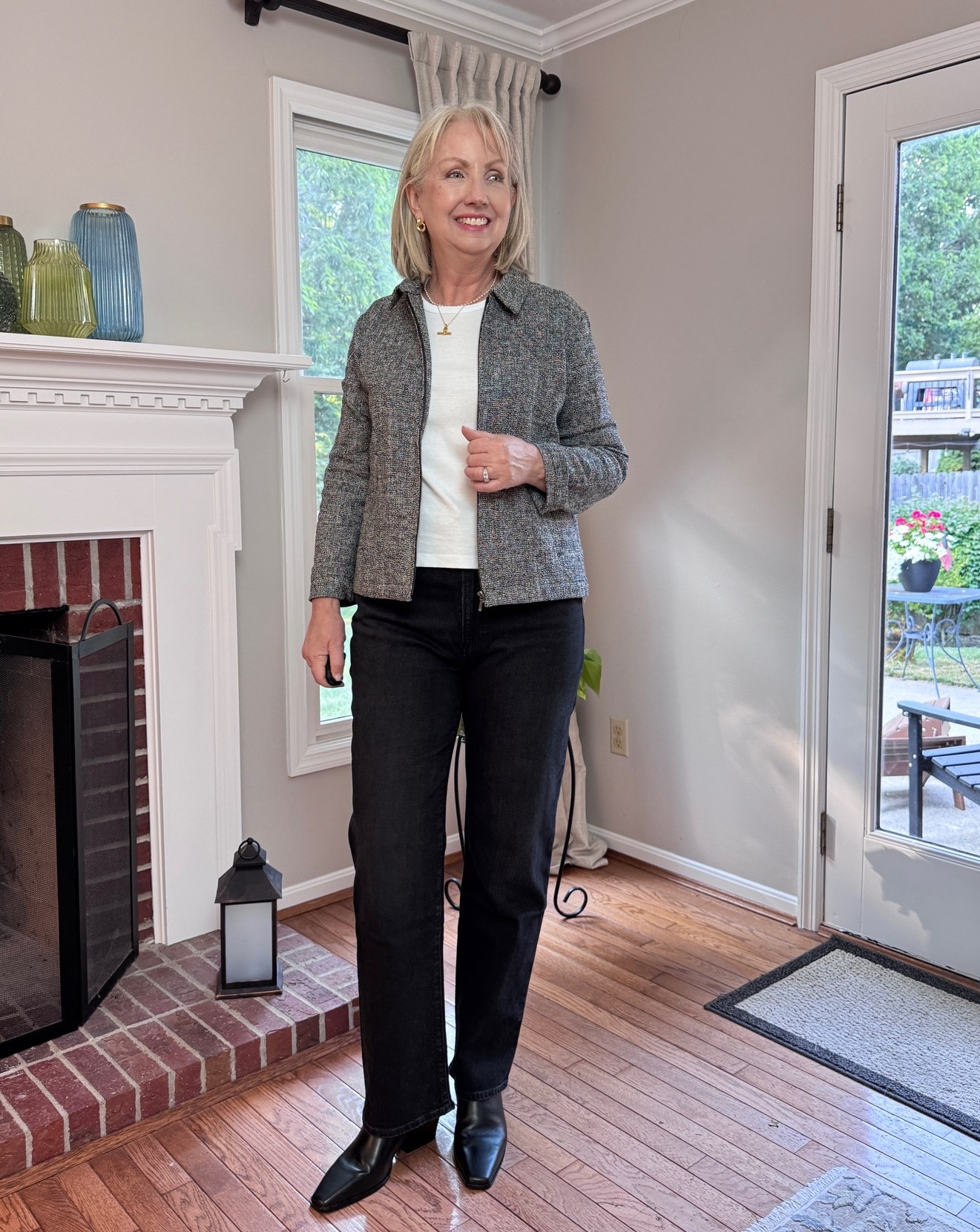 The Paige Stevie high waist straight leg jeans are some of my favorites. This Eileen Fisher jacket is a great find in the Nordstrom sale. 

Shoes are still available in the suede.

#LTKMidsize #LTKOver40 #LTKSaleAlert