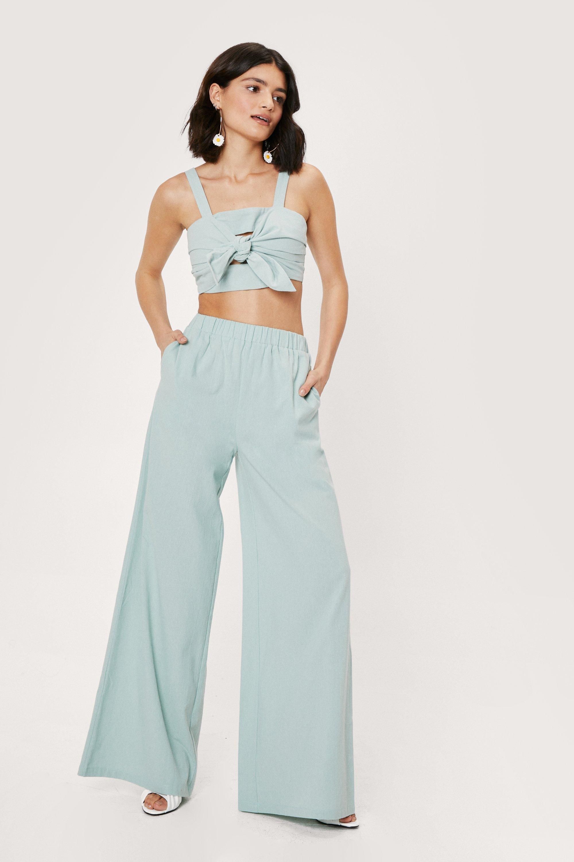 Bow Detail Crop Top and Wide Leg Pants Set | Nasty Gal (US)