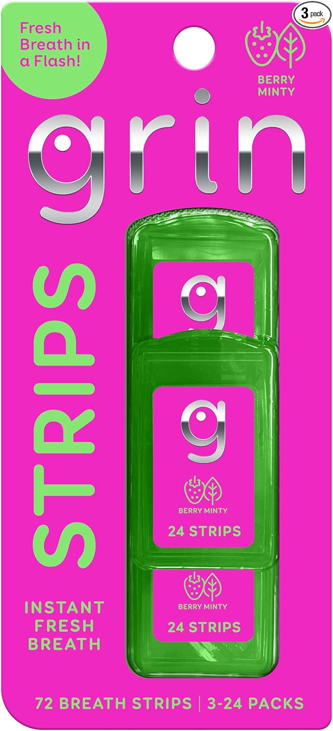 GRIN Berry Minty Breath Strips Instant Breath Freshener Strips, Sugar-Free Dissolving Mint Strips... | Amazon (US)