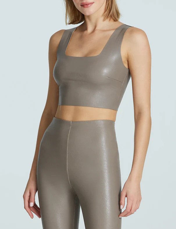 Faux Leather Squareneck Crop Top | Commando®