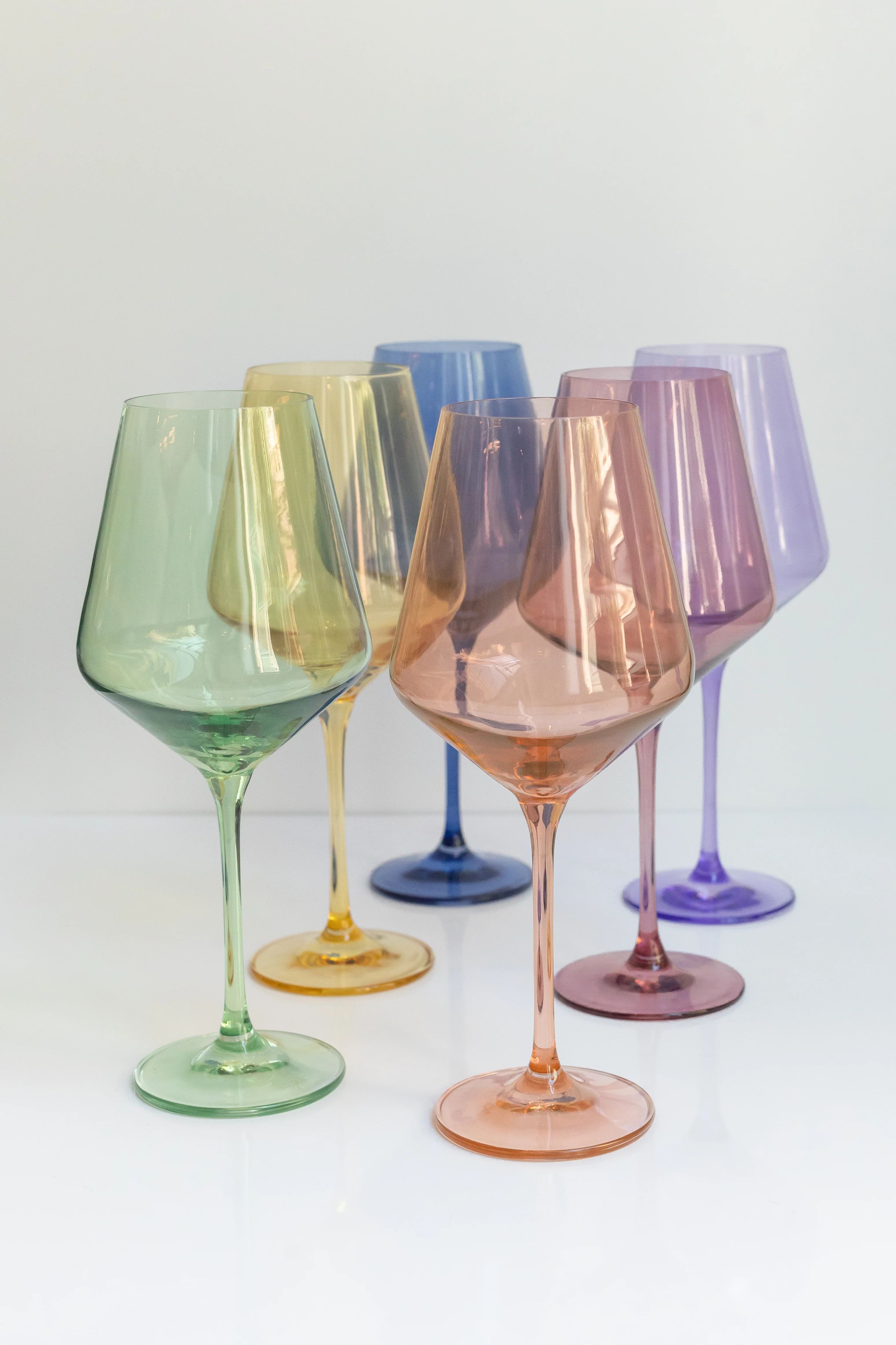 Estelle Colored Wine Stemware - Set of 6 {Pastel Mixed Set} | Estelle Colored Glass