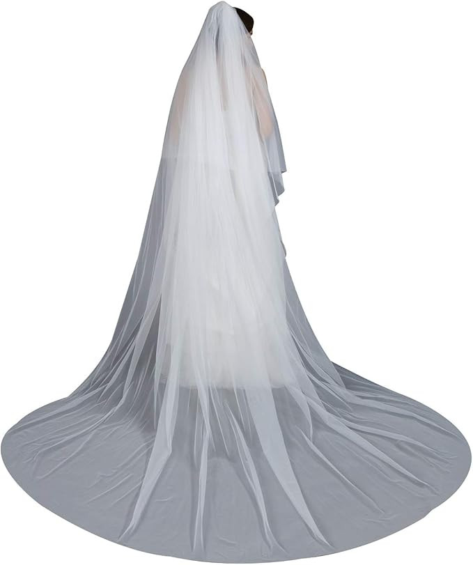 Wedding Bridal Veil with Comb 2 Tier Cut Edge Cathedral Length 118" | Amazon (US)