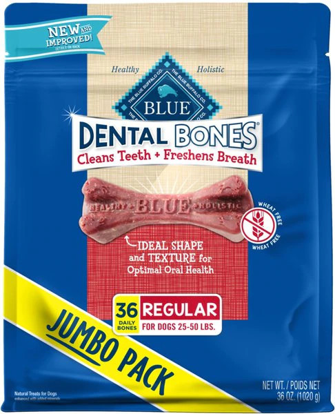 Blue Buffalo Dental Bones All Natural Rawhide-Free Regular Dental Dog Treats | Chewy.com