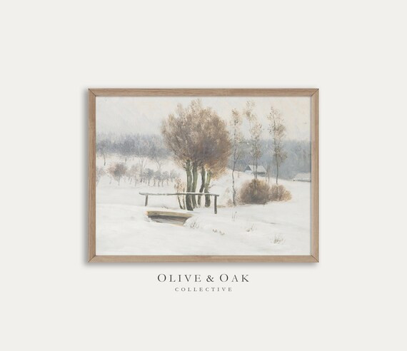 Winter Landscape Oil Painting / Vintage Snowy Cabin Painting / | Etsy | Etsy (US)