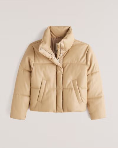 Women's A&F Vegan Leather Mini Puffer | Women's New Arrivals | Abercrombie.com | Abercrombie & Fitch (US)