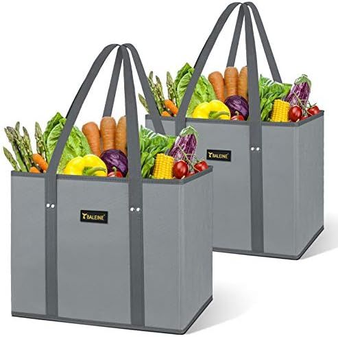 BALEINE 2 Pack Reusable Grocery Shopping Box Bag Set with Reinforced Bottom & Handles, Large Heav... | Amazon (US)