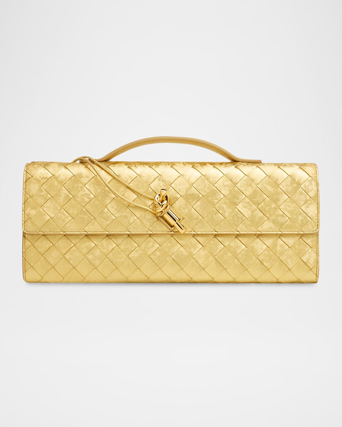Andiamo Laminated Leather Clutch Bag | Neiman Marcus