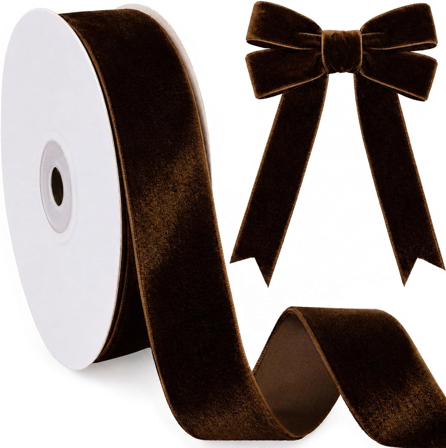 Milimot Brown Velvet Ribbon for Christmas Tree, 1 Inch x 10 Yards | Amazon (US)