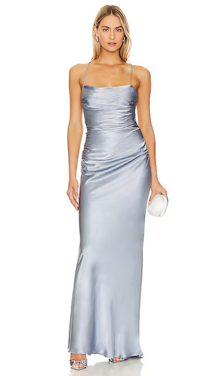 La Lune Lace Back Maxi Dress in Powder Blue | Revolve Clothing (Global)