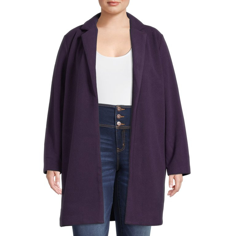 Mark Alan Women's Plus Size Single-Breasted Belted Peacoat | Walmart (US)