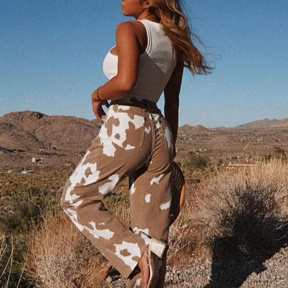 Midland Cow Print Jeans | 12th Tribe