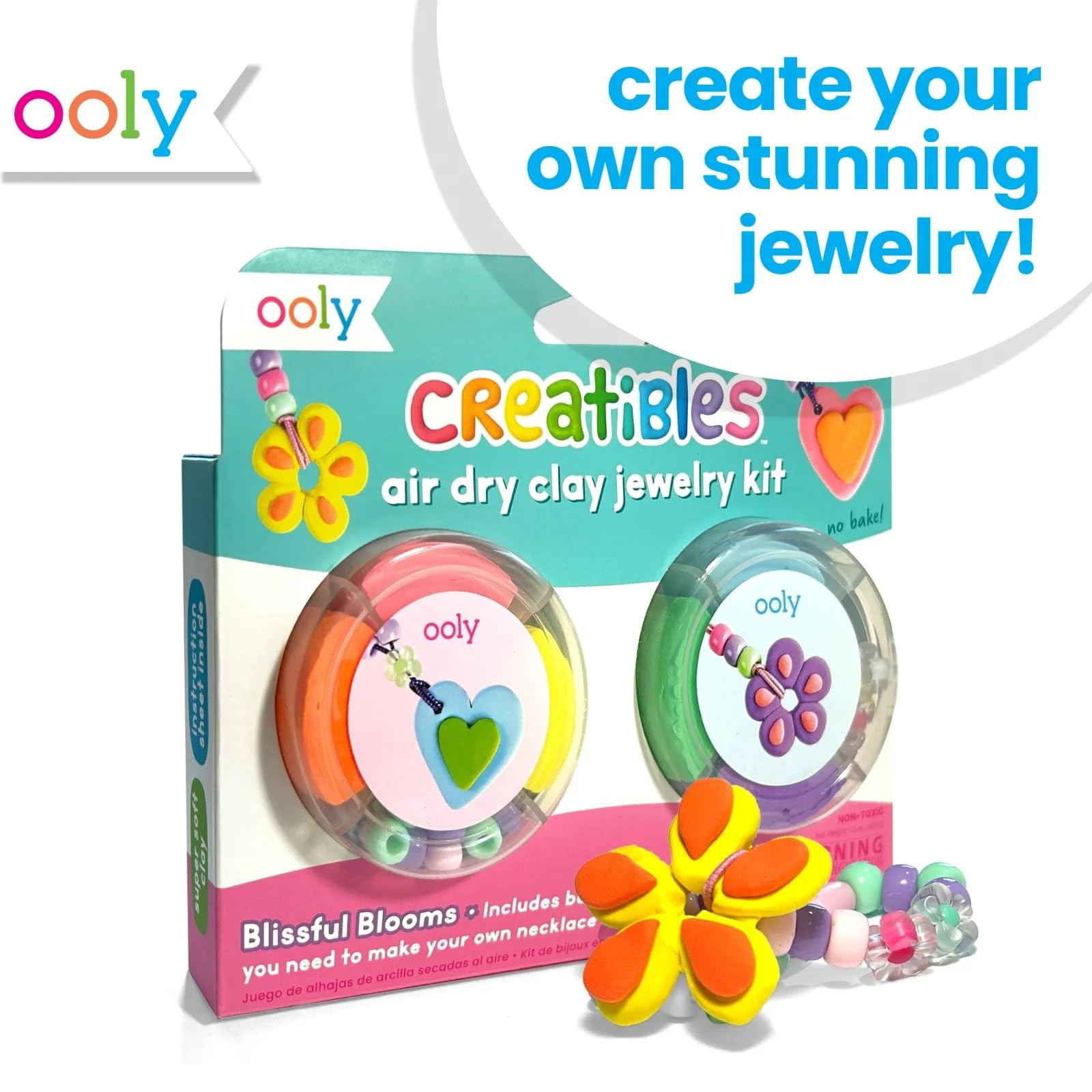 Ooly Creatibles Air Dry Clay Jewelry Kit for Kids, DIY Art Jewelry Making Kit with 6 Clay Colors,... | Amazon (US)