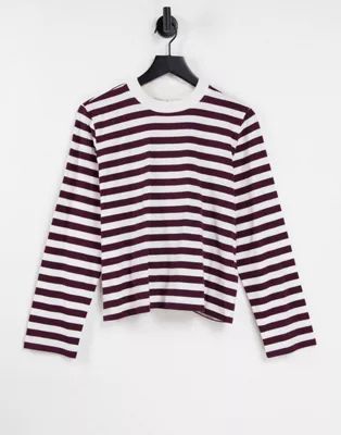& Other Stories organic cotton stripe long sleeve top in white and brown | ASOS | ASOS (Global)