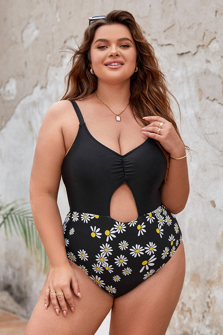 Hadlee Daisy Floral Plus Size One Piece Swimsuit | Cupshe