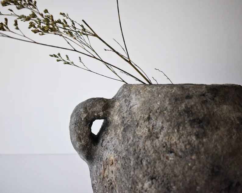 Brown Gray Paper Mache Pot With Handles Handmade Aged Vase | Etsy | Etsy (US)