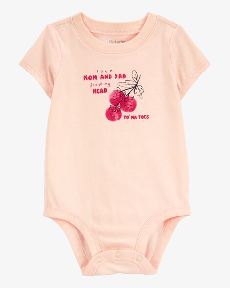 Baby Mom And Dad Tomatoes Short-Sleeve Bodysuit - Pink | Carter's Inc