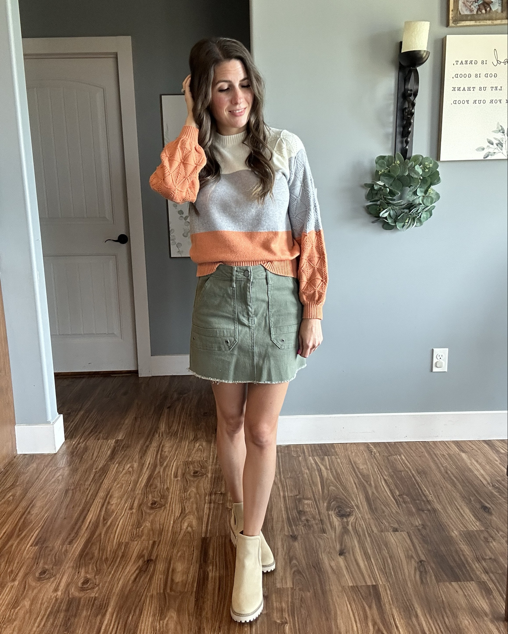 Sweaters and skirts, all day everyday! 
Love fall 🍂#LTKFallSale

TTS. Wearing size small  

#LTKSeasonal #LTKFindsUnder50