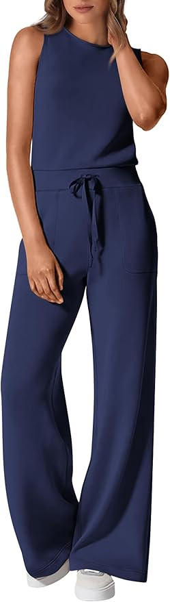 PRETTYGARDEN Jumpsuits for Women Casual 2026 Summer Sleeveless Wide Leg Pants Rompers One Piece B... | Amazon (US)