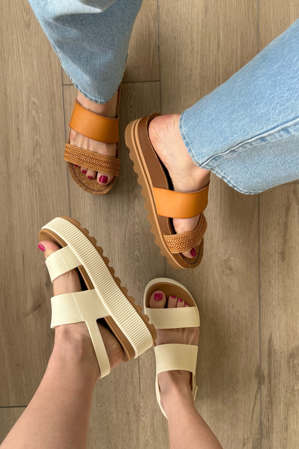 Comfy vacay sandals. Brown size up 1/2. They have nice arch support. White are water proof. True to size. Use code TWOSCOOPS20 for 20% off


#LTKSaleAlert #LTKShoeCrush