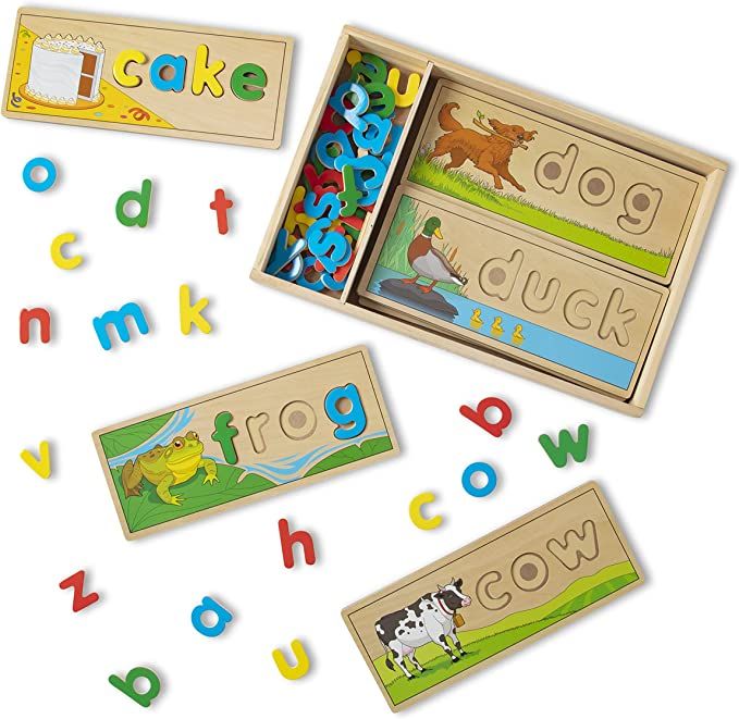 Melissa & Doug See & Spell Wooden Educational Toy With 8 Double-Sided Spelling Boards and 64 Lett... | Amazon (US)