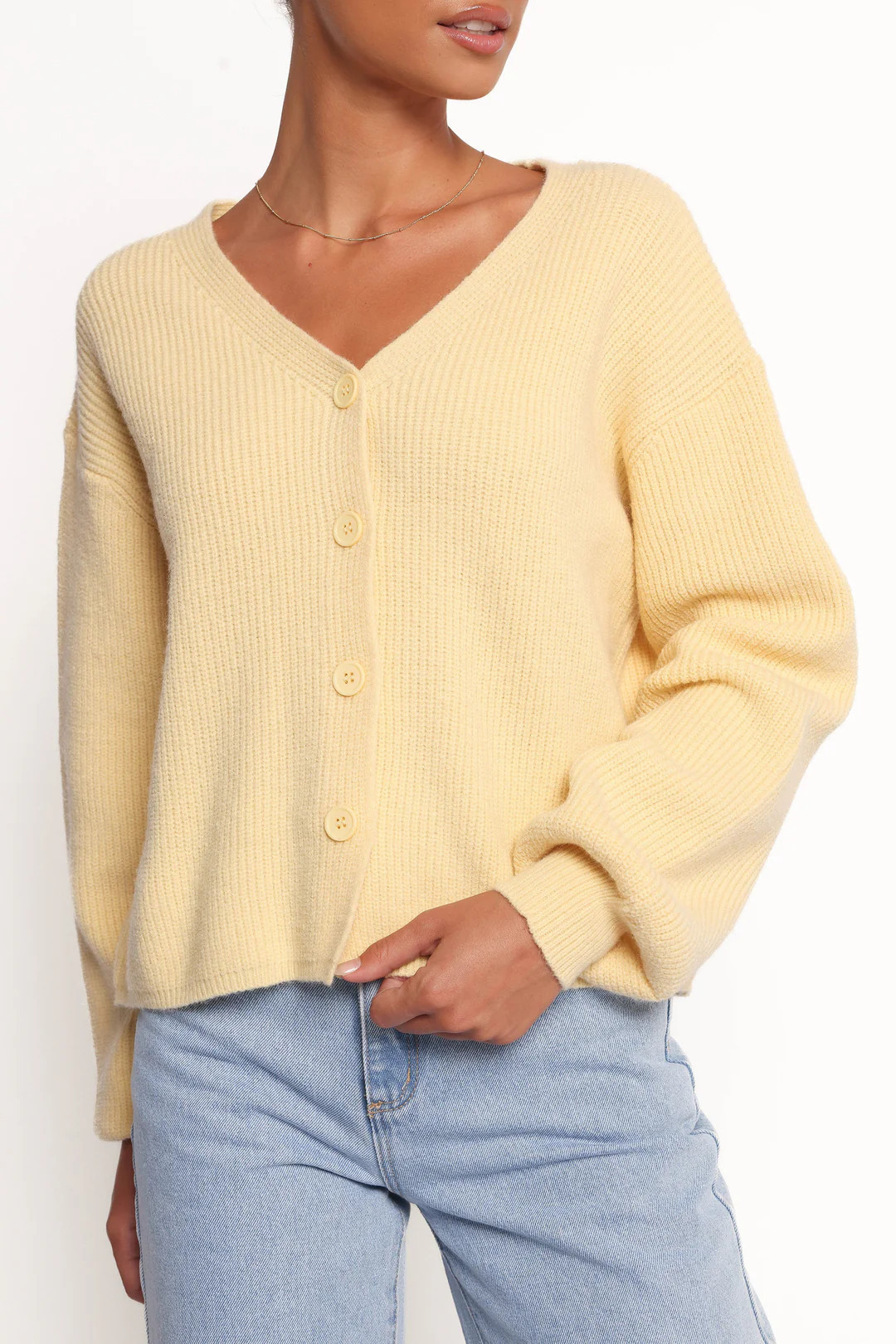 Sybil Button Front Cardigan - Butter Yellow | Petal & Pup (US)