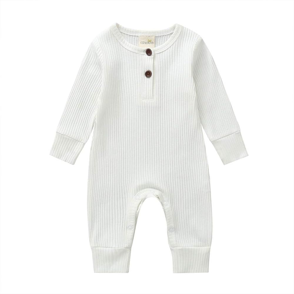 CandyTT Newborn Infant Baby Girl Boy Knitted One-Piece Jumpsuit Button Solid Romper Outfits Cloth... | Amazon (US)