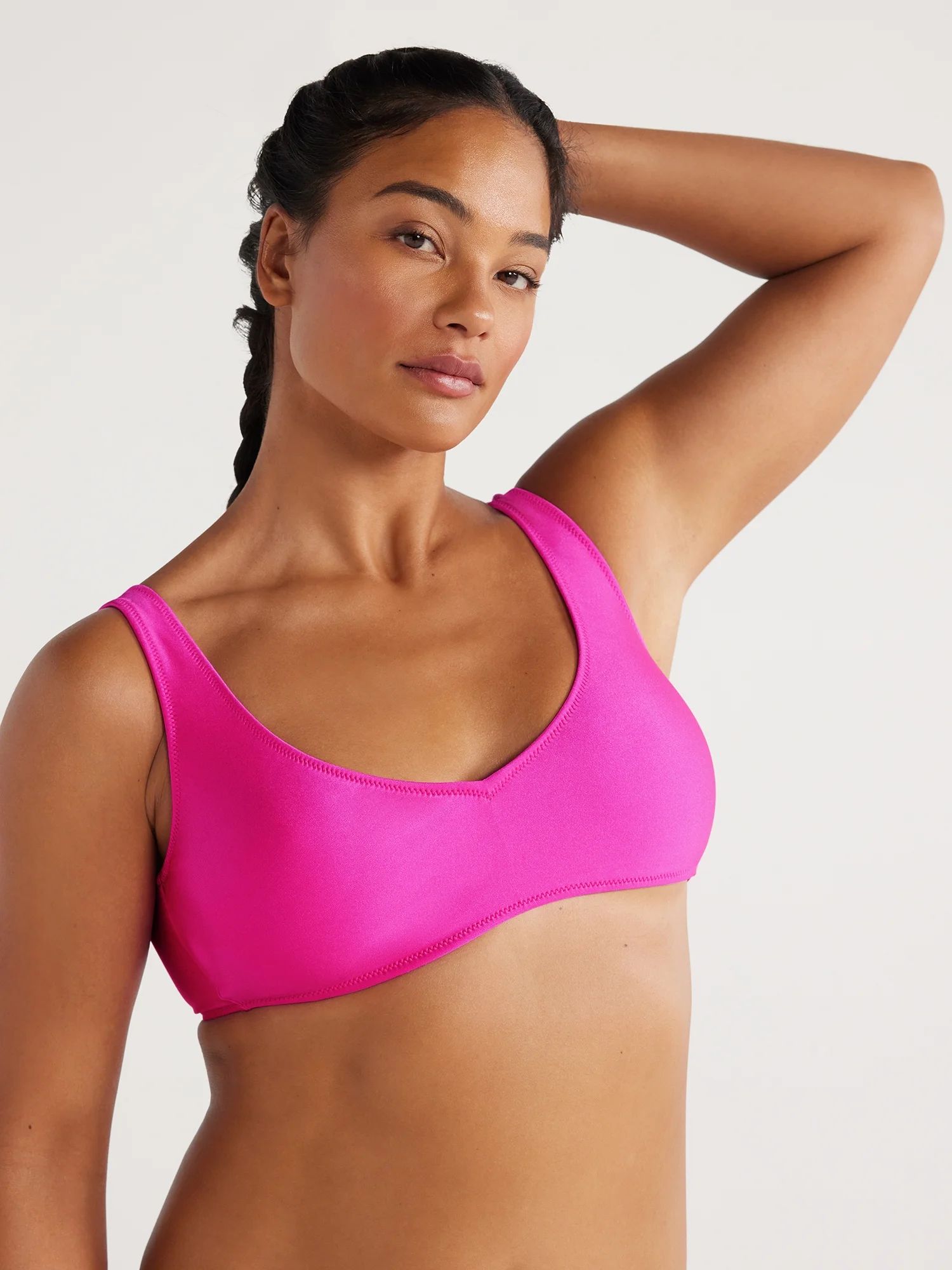 Love & Sports Women's Shimmer V-Neck Bikini Top, Pink, Sizes XS-XXL | Walmart (US)
