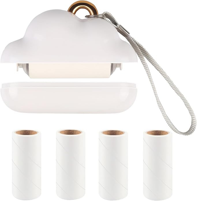 Mini Travel Lint Roller, Reusable Pet Hair Remover for Clothes with 150 Refillable Sheets (White) | Amazon (US)