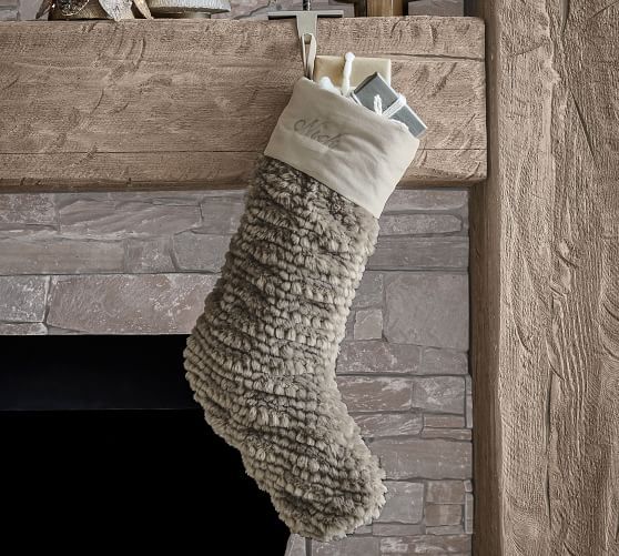 Honeycomb Faux Fur Stockings | Pottery Barn (US)