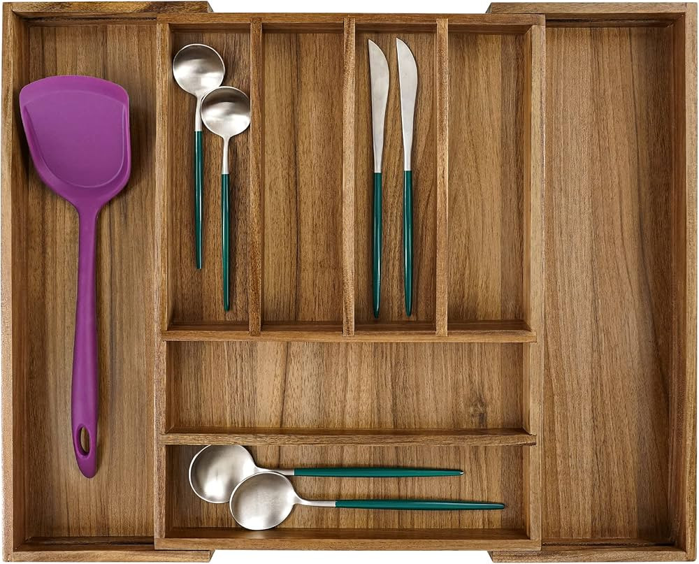 Utoplike Acacia Silverware Drawer Organizer for Cutlery, Adjustable Kitchen Utensil Drawers Organ... | Amazon (CA)
