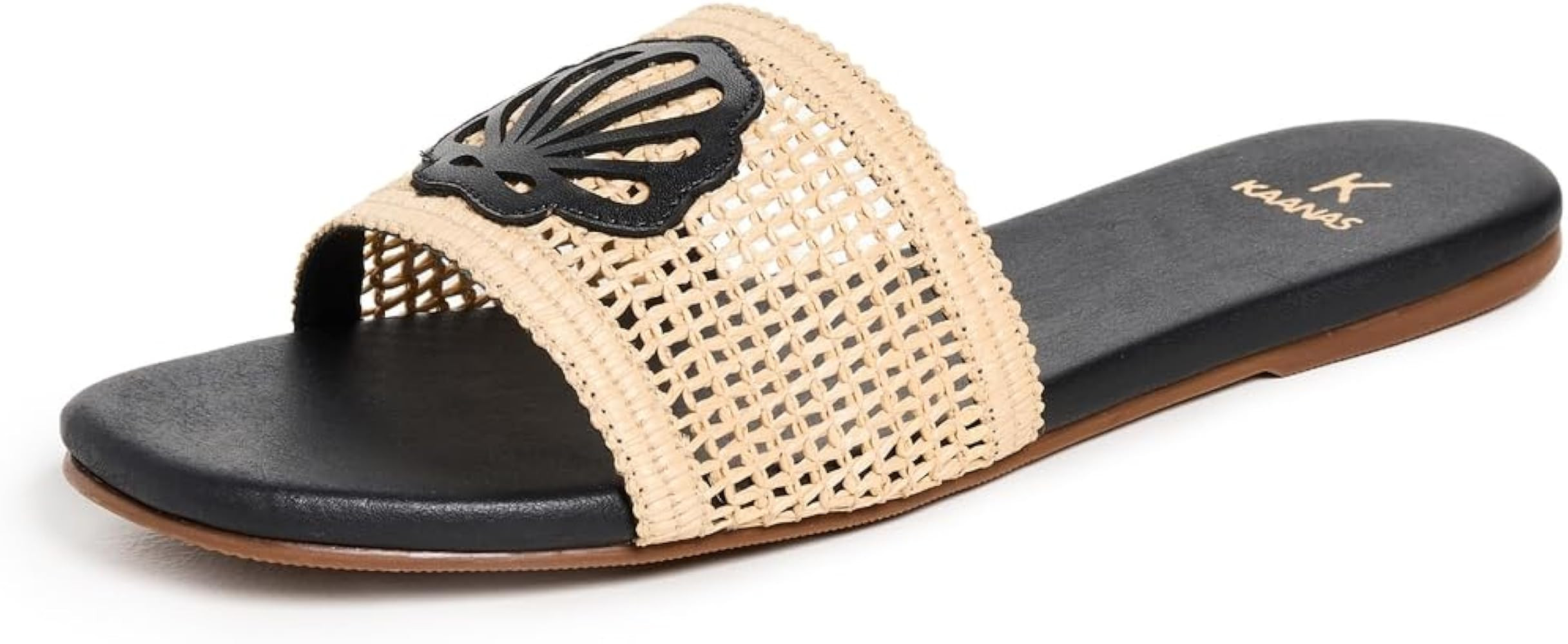 KAANAS Women's Meera Fishnet Slides with Contrast Leather Seashell | Amazon (US)
