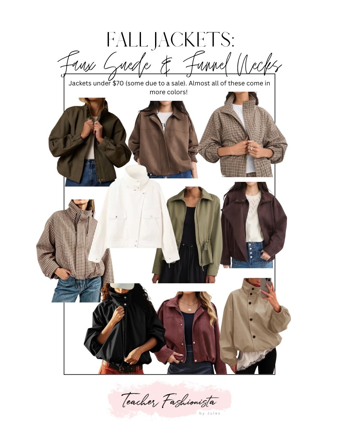 Fall trend: faux suede jackets and funnel neck jackets! 🍂  Under $70 styles (due to sale prices).


Fall jackets, target jacket, fall outerwear, amazon style, Target style, Loft, Macys

#LTKOver40 #LTKSeasonal #LTKSaleAlert