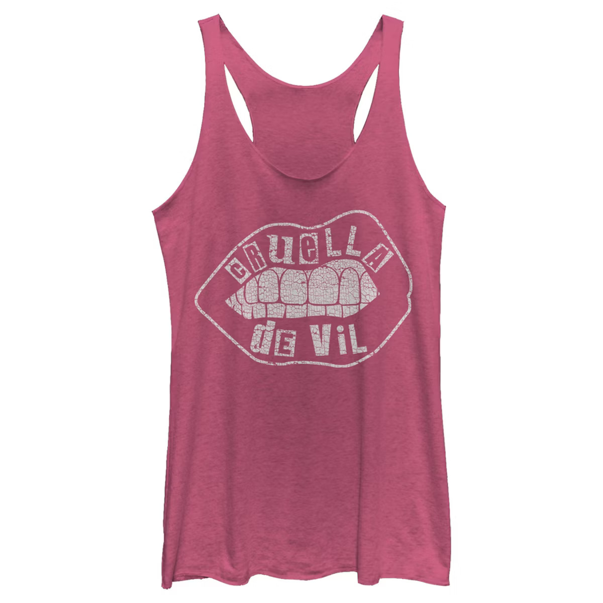Women's Cruella Distressed Lips Logo Racerback Tank Top | Target