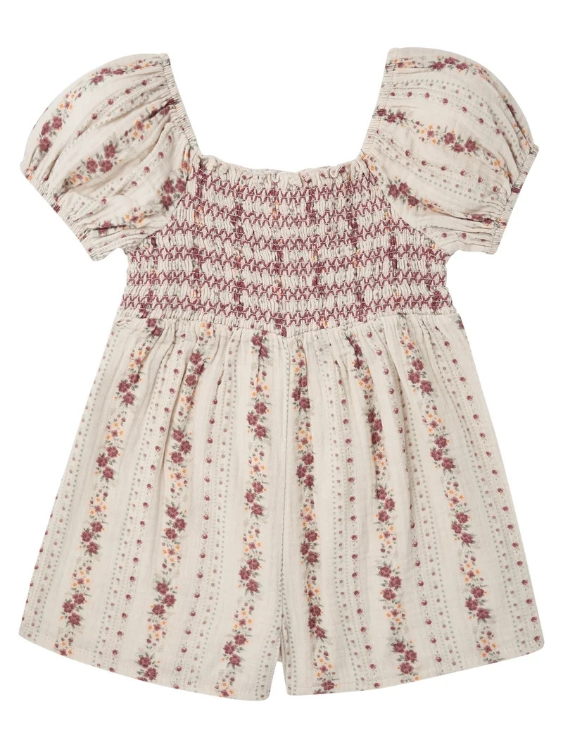 Modern Moments by Gerber Toddler Girl Smocked Romper with Ric Rac, Sizes 12 Months - 5T | Walmart (US)
