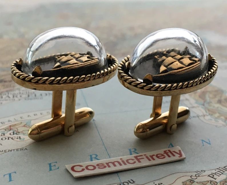 RARE 1950's Vintage Nautical Ship in A Bottle Cufflinks - Etsy | Etsy (US)