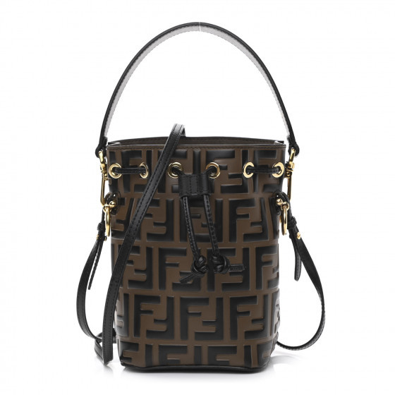 FENDI Calfskin F is Fendi FF 1974 Embossed Mini Mon Tresor Bucket Bag Maya Black | FASHIONPHILE (US)