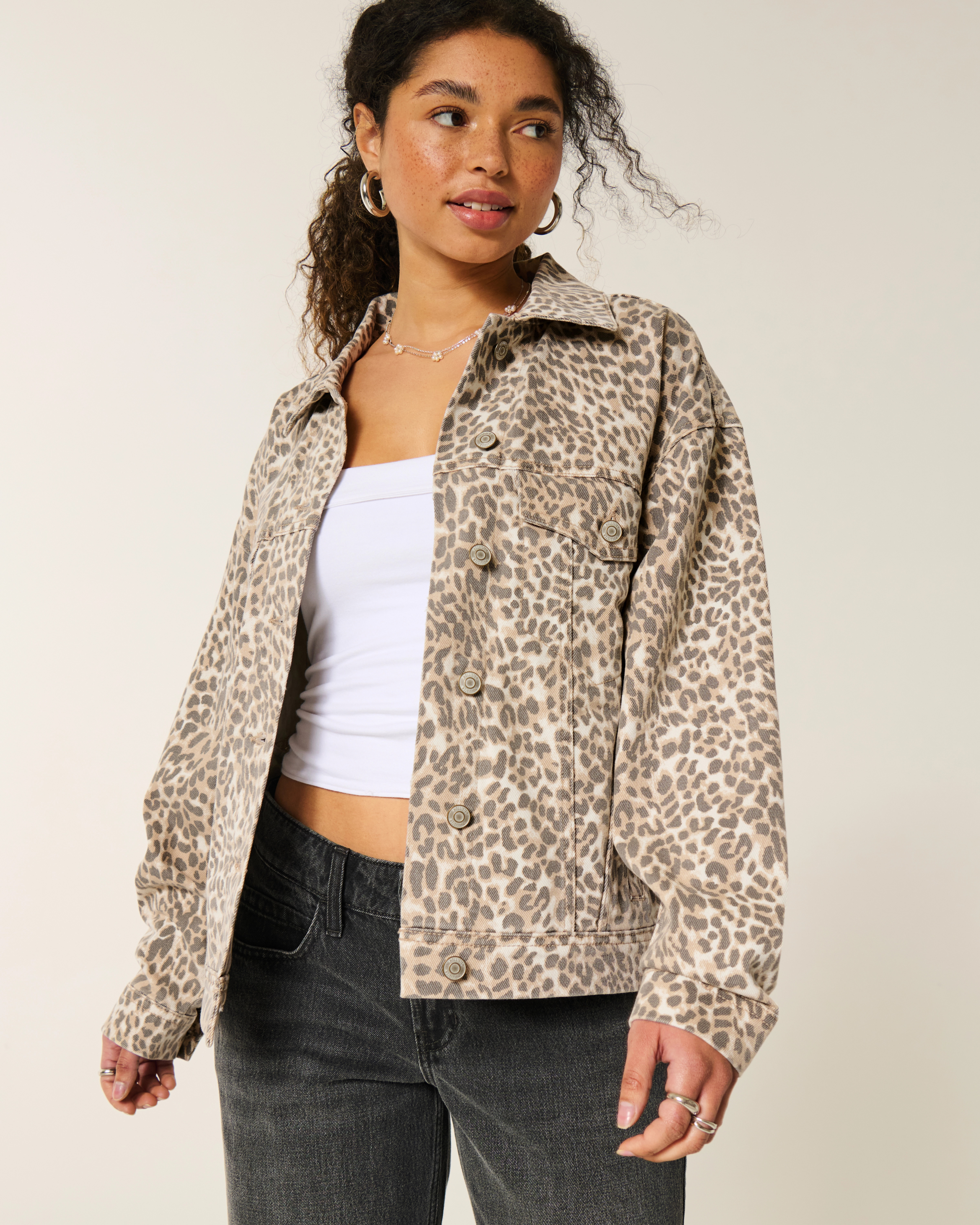 Leopard Print Denim Jacket | Hollister (US)
