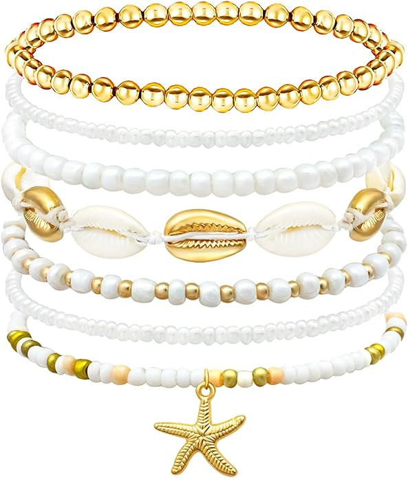 Handmade Summer String Bracelets for Women - Boho Braided Adjustable Beaded Waterproof Surfer Bea... | Amazon (US)