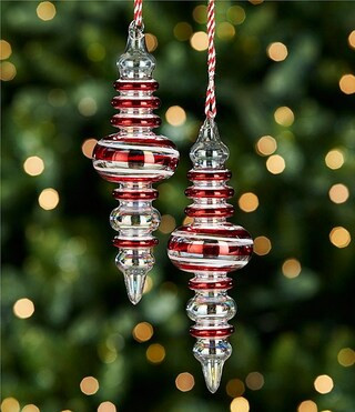 Trimsetter Christmas Magic Collection Peppermint Stripe Glass Finial Ornament, Set of 2 | Dillard... | Dillard's