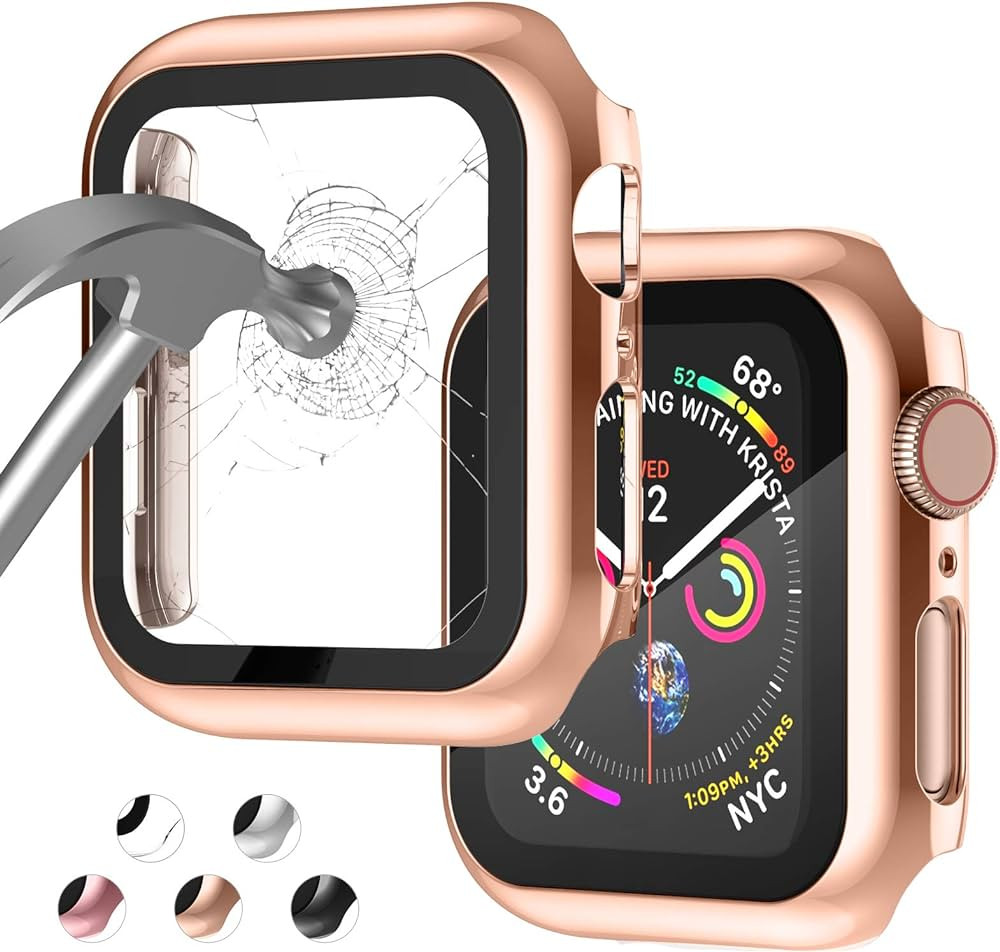 Case Compatible with Apple Watch 44MM Series 6/5/4/SE with Built-in Tempered Glass Screen Protect... | Amazon (US)