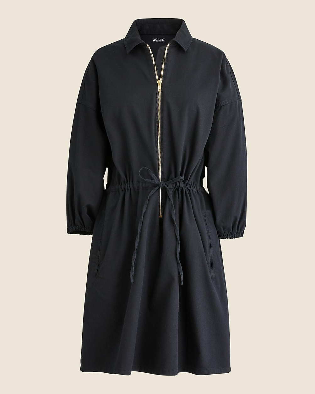 Cinched zip-up dress in drapey cotton | J. Crew US