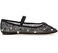 Crystal Tulle Ballet Flats for Women Rhinestone Mary Jane Mesh Flats Stretch Band Ballerina Shoes | Amazon (US)