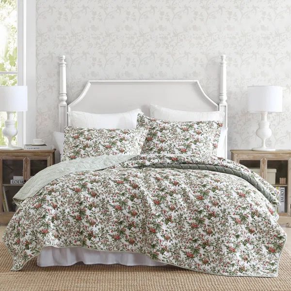 Laura Ashley Bramble Floral Cotton Reversible Green Quilt SetSee More by Laura AshleyRated 4.6 ou... | Wayfair North America