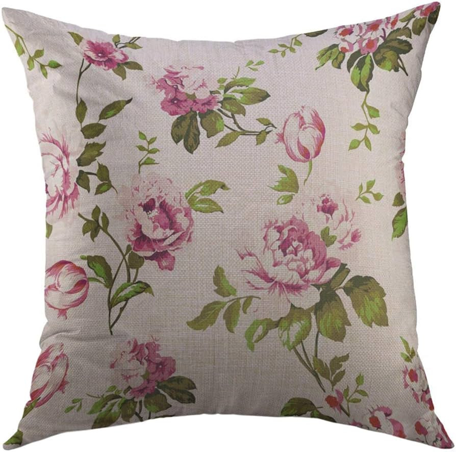 Mugod Decorative Throw Pillow Cover for Couch Sofa,Blue Abstract Shabby Chic Vintage Roses Tulips... | Amazon (US)