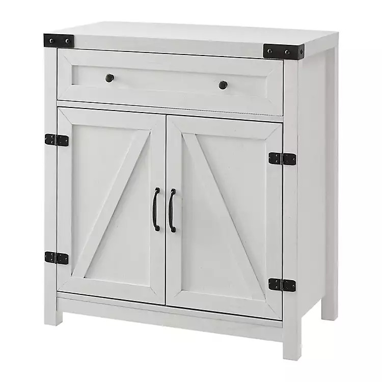 White Barnwood Style Wooden Cabinet | Kirklands