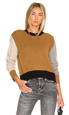FRAME Colorblock Crew Sweater in Vicuna Multi from Revolve.com | Revolve Clothing (Global)
