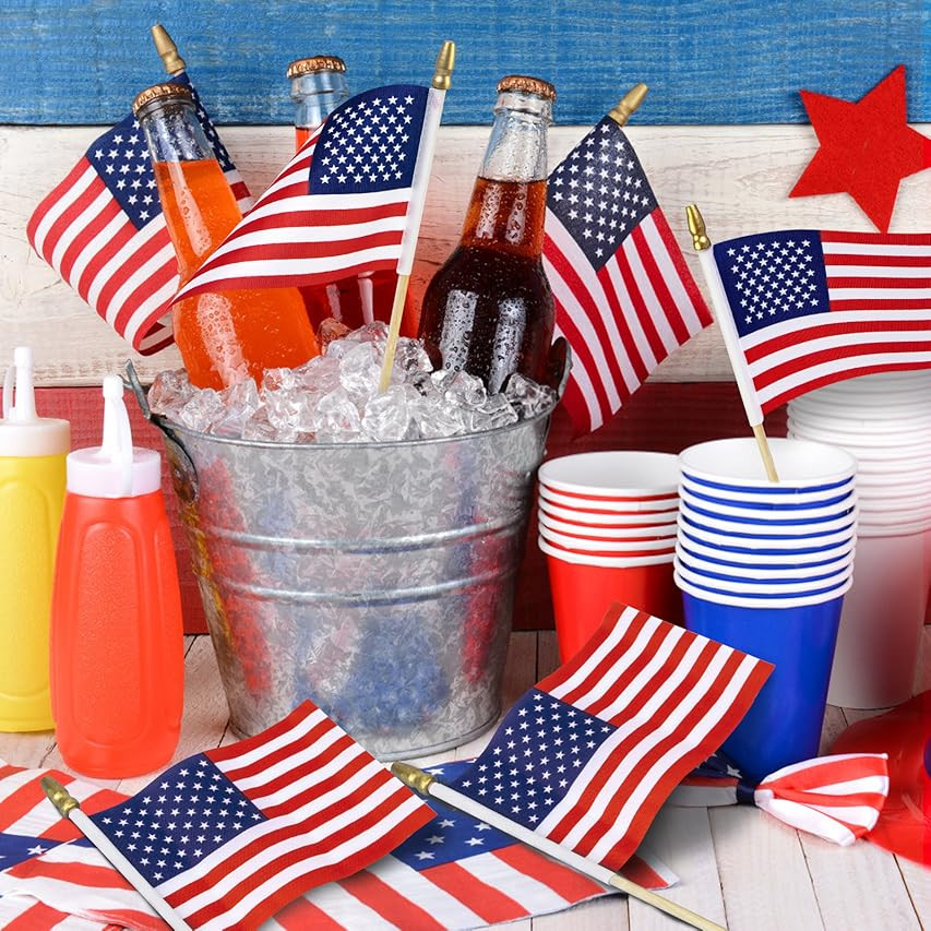 12 pack Small American Flags on Stick 5x8 Inch/ Mini American US Flags/ American Hand Held Stick Fla | Amazon (US)