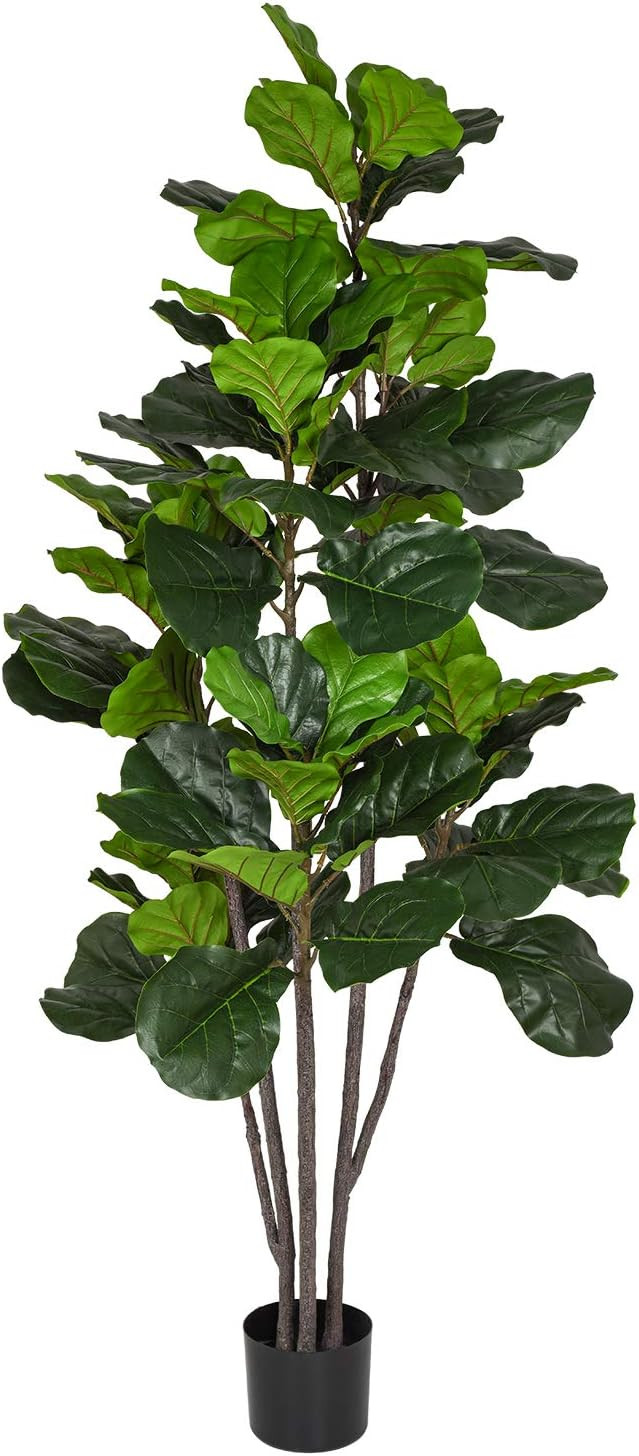 Woooow 6 Feet Artificial Fiddle Leaf Fig Tree in Planter,Artificial Tree Beautiful Fake Plant Fid... | Amazon (US)