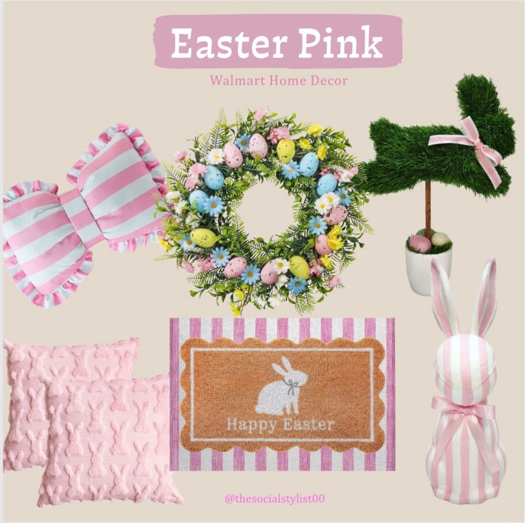 Easter Pink is officially in 💗🐰

If you love soft pastels, gingham stripes, and the sweetest bunny details… these Walmart finds are SO good this year.

• Pink striped bow pillow
• Pastel egg wreath
• Bunny welcome mat
• Grass bunny topiary
• Textured pink throw pillows

Everything is affordable, high-impact, and makes your entry feel styled without trying too hard 🤍

#SpringHome #EasterDecor  #WalmartHome 

#LTKSeasonal #LTKHome